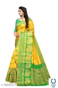 COTTON BASED JACQUARD SAREES  - Saree Length Size-5.5m Blouse Length Size-0.8, Cotton silk, Zari Woves, pack of:1